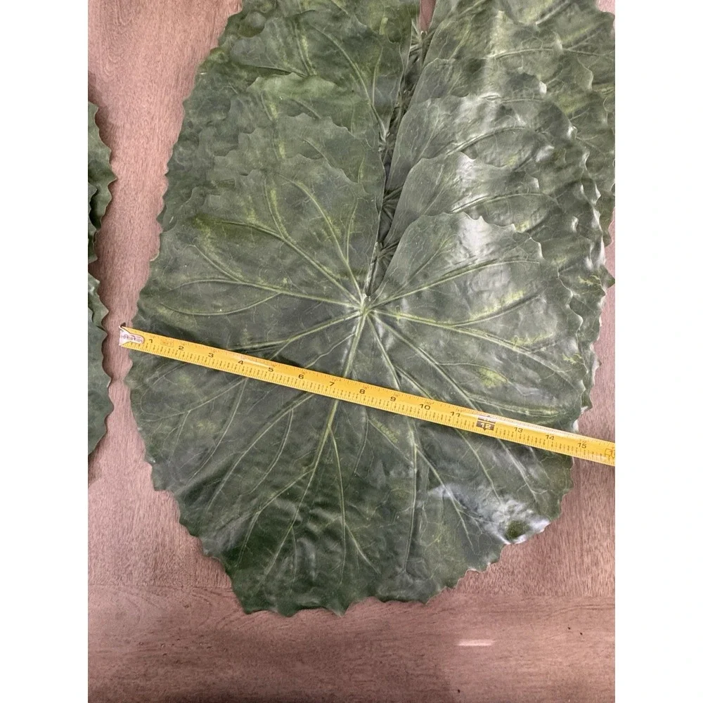 Set Of 12 Green Faux Leaf Shaped Placemats Hollywood Regency Style